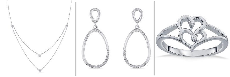 Silver Dangler Earrings, Minimal Silver Necklace, Silver Rings for Women