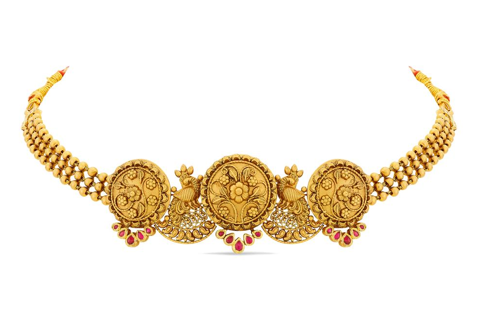Gold choker inspired by temple art