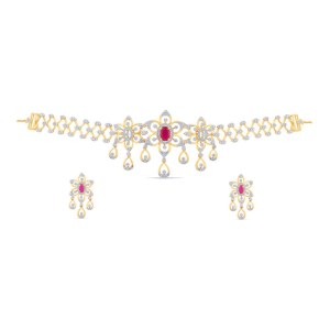 Gold and Diamond Choker Necklace Set